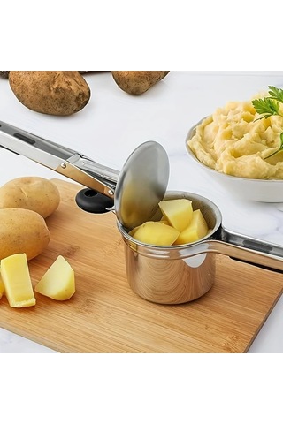 Honeybeeshop 1 Adet Siyah Paslanmaz Çelik Manuel Patates Ezici Kaymaz Saplı Patates Püresi Meyve Havuç Presi