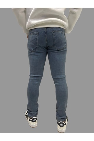 Erkek Dar Paça Tırtıklı Newone Skyblue Kot Pantolon Gök Mavisi