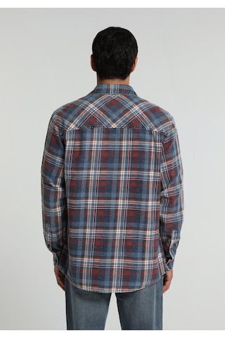 Colin's Colins Relaxed Fit Shirt Neck Ekoseli Erkek Mavi Uzun Kol Gömlek Cl1077506 Q1.v1 Inv İndigo