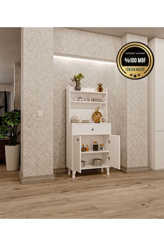 Dekorfim Çok Amaçlı Airfry Dolabı Kahve Köşesi Beyaz