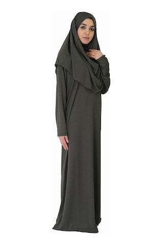 Koyu Haki 2 Fermuarsız Namaz Elbisesi Koyu Haki