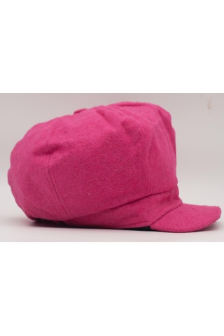 Şapkadan Kadın Yünlü Vintage Kasket Retro Kışlık Şapka 45645dr56704 Koyu Pembe