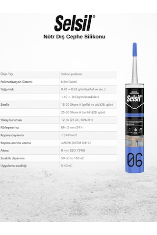 Selsil Nötr Dış Cephe Silikonu Siyah 300 Ml. Siyah