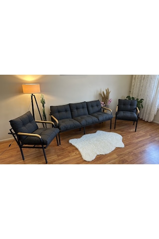 Modern Style Home Modern Avcılar Balkon, Bahçe, Cafe - Metal Kanepe Koltuk Takımı - 3+1+1 Antrasit Modernk034 Antrasit