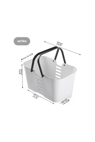 Hangfox Banyo İçin Yoğun Kapasiteli, Su Tüpü Özellikli, Taşınabilir Ve Kaliteli Plastik Dikey Depolama Sepeti Beyaz Diğer
