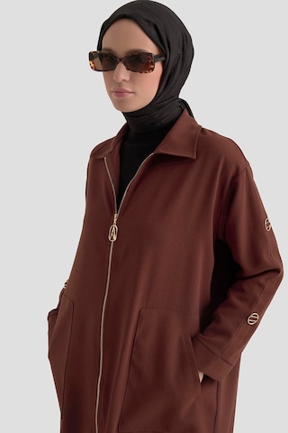 Armine Trend Kolları Şerit Detaylı Boydan Fermuarlı Allerli Giy Çık Taba 26yt516 Taba