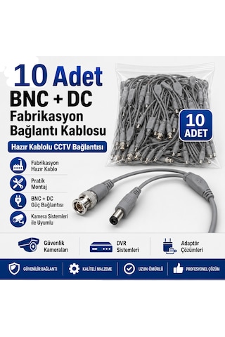 10 Adet Fabrikasyon Bnc + Dc Power Jack Kablolu Cctv Güvenlik Kamera Görüntü Ve Güç Bağlantı Kablosu 10 Adet Fabrikasyon Bnc + Dc Power Jack Kablolu Cctv Güvenlik Kamera Görüntü Ve Güç Bağlantı Kablosu