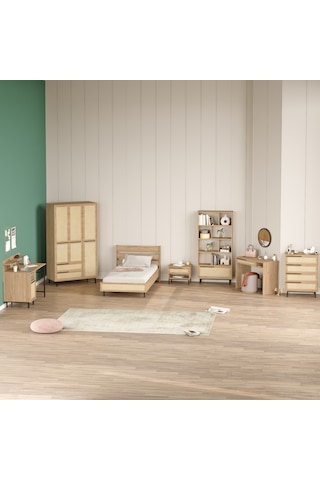 Robin Home Lidya Genç Odası Takımı 7'li Set Sepet-uv Baskı Jüt Kahverengi
