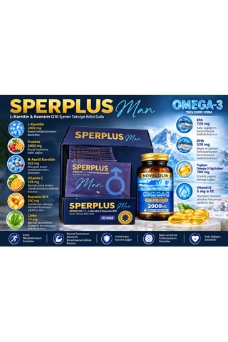Sperplus Man L-karnitin Koenzim Q10 30 Saşe + Omega-3 30 Kapsül