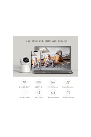 Vkemall 1080p Wifi Güvenlik Kamerası: 360 Görüş, Gece Görüşü, Hareket Takibi Ve İki Yönlü Ses İle Ev Ve Bebek İzleme