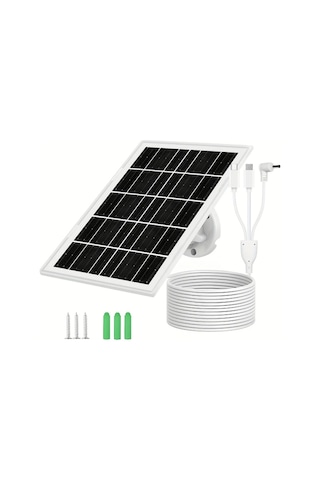 1 Bilgisayar 8w Yüksek Verimli Güneş Paneli, Mikro Usb Ve Usb-c Bağlantıları - Ip65, 360 Ayarlanabilir Montaj, 298.7cm Kablo, Güvenlik Kameraları, Kapı Zilleri, Yaban Hayatı İzleyicileri