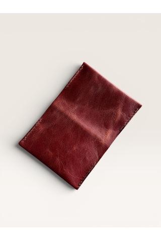 Kalkan Deri Bordo Hakiki Deri Minimal Kartlık Cüzdan