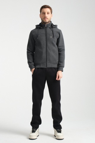 Shooter Sportswear Shooter Kışlık Erkek Eşofman Takımı İçi Şardonlu Kapüşonlu Regular Kalıp Açık Antrasit
