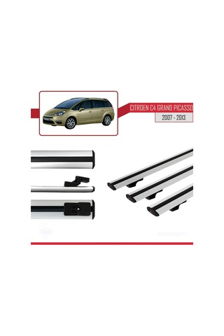 Citroen C4 Grand Picasso 2007-2013 Arası İle Uyumlu Basic Model Ara Atkı Tavan Barı Gri 3 Adet