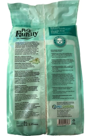 Pet's Family Marsilya Sabun Kokulu Topaklaşan İnce Bentonit Kedi Kumu 5 L