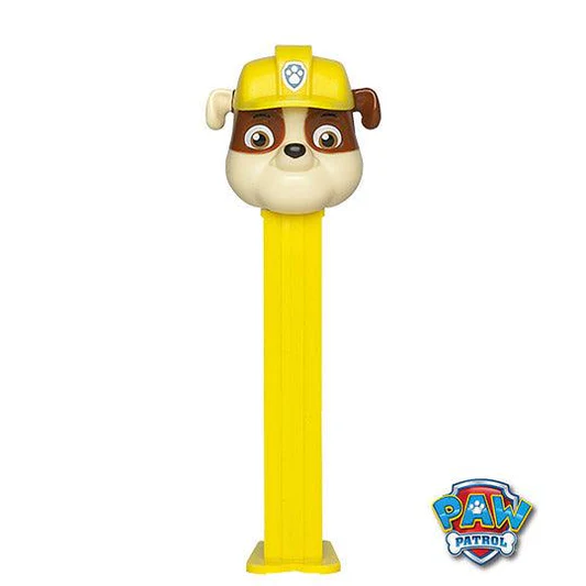 Pez Dispenser Paw Patrol Rubble Meyve Aromalı Şekerleme Makinesi Ve Şekerleme Yedekleri