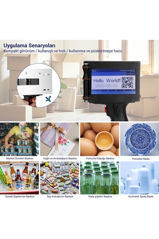 Mürekkepli Yazıcı 4.3" Dokunmatik Şarjlı El Tipi Türkçe Menü