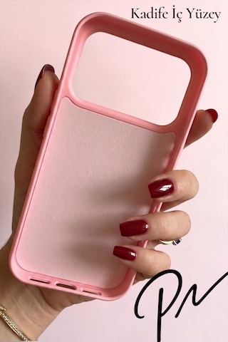 Iphone 17 Pro Max Uyumlu Kılıf Logolu Lansman Soft Yumuşak Içi Kadife Silikon Kapak Pembe
