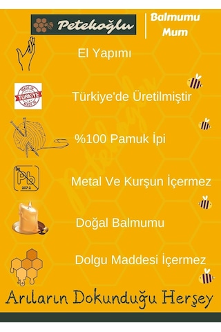 Petekoğlu 24 Adet 14cm El Yapımı Dilek Mumu Doğal Petek Balmumu Mum Beeswax Candle Bal Mumu Mum Sku: Smg8690010225986 10