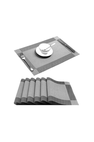 Suofeng 6 Adet Yıkama Uygun Kaymaz Pvc Yemek Masası Üstlüğü Seti - Açık Gümüş Rengi Isı Dayanıklı, Leke Koruyucu Açık Gümüş