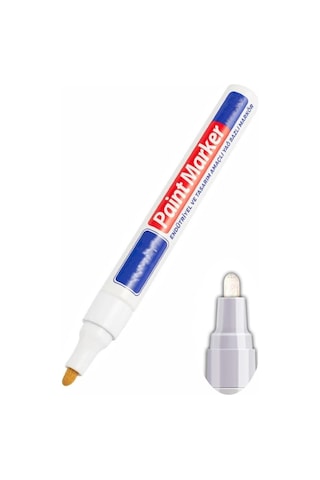 Beyaz Keçeli Markör Kalem 1 Adet Yağlı Bazlı Kalıcı Marker Kalem Hızlı Kuruma Cam Metal Lastik Seramik Ahşap Taş Plastik