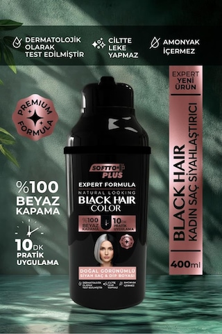 Softto Plus Expert Woman Black Hair Color Siyah Kadınlara Doğal Görünüm 400ml
