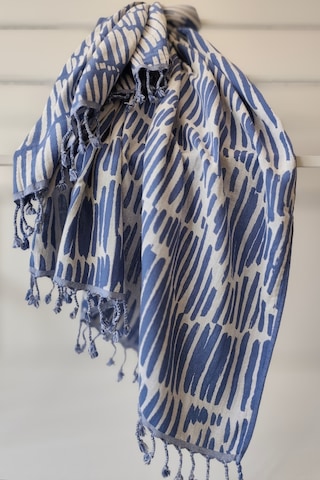 %100 Pamuk Çift Kat Müslin Peştemal - Jakarlı Plaj Havlusu- 90x170 Cm Indıgo Indigo