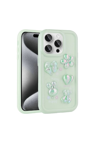 Apple Uyumlu iPhone 15 Pro Max Kılıf Kabartma Figürlü Parlak Zore Toys Silikon Kapak