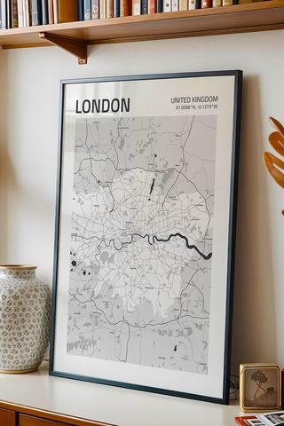 Londra İngiltere London-united Kingdom Haritası Çerçeveli Tablo Lüks Duvar Ofis Dekorasyon Tablo