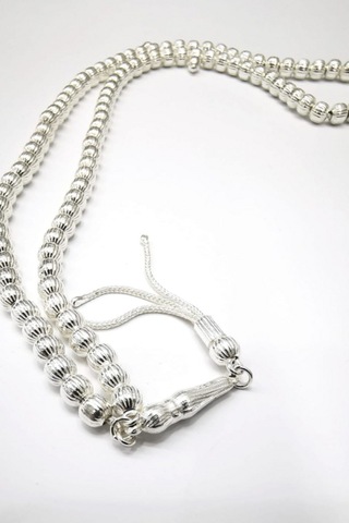 Omar Silver El İşi Telkari Gümüş 99 Tesbih Doksandokuz Yuvarlak N11.10109