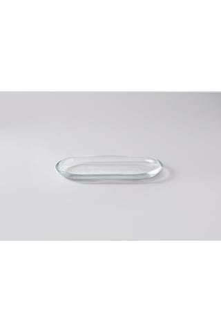 Şeffaf Cam Servis Sunum Tabağı Dikdörtgen 22 Cm
