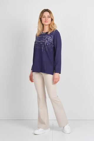 Detay Triko Kadın Taş Detaylı Desenli Yanları Yırtmaçlı Uzun Kol Anne Bluz 5741 Mor Mor