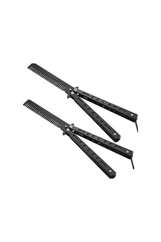 Shineyee Çiftli Metal Kelebek Tarak Seti - Siyah, 22 Cm Uzunluk, Pratik Ve Dayanıklı