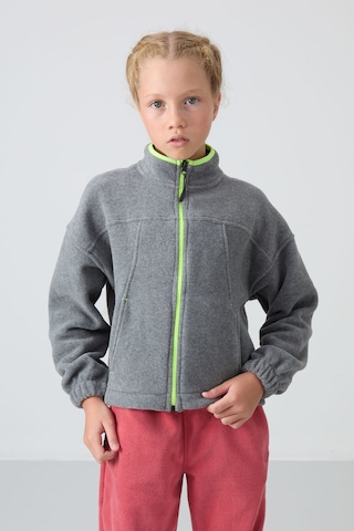 Tommy Life Gri Melanj Kalın Yumuşak Dokulu Standart Fit Nakışlı Polar Kız Çocuk Sweatshirt - 75157 Gri Melanj