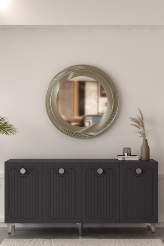 Aurelia Konsol Çok Amaçlı Dolap 150 Cm Antrasit - Gümüş