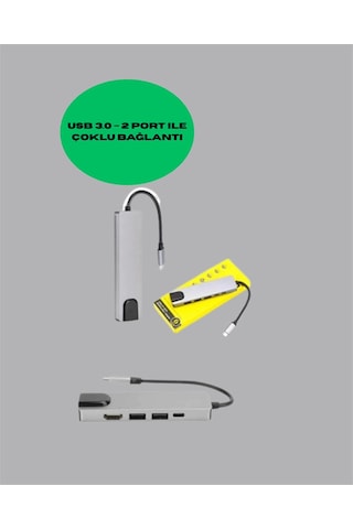 Type C Dönüştürücü - 2 Usb3.0 Sd/ms 4k Hdmı & Rj45 İle Profesyonel Kullanım
