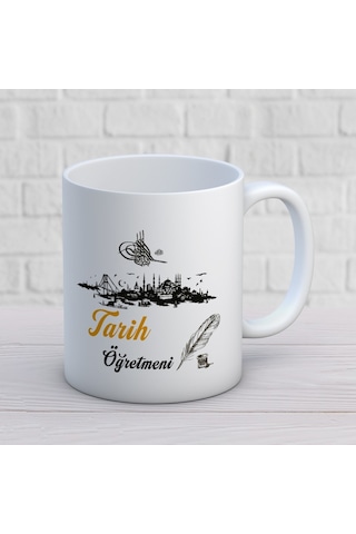 Tarih Öğretmenlerine Özel Öğretmenler Günü Hediyelik Baskılı Kupa Beyaz