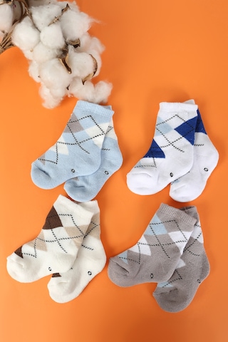 Pamuklu 6'lı Yenidoğan Bebek Kışlık Havlu Çorap Mavi