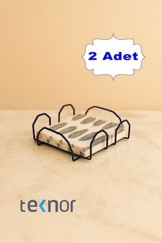 2'li Özel Tasarım Kare Peçetelik Siyah
