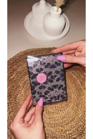 Oasis Life Pembe Taşlı Leopar Desenli Ruhsat Kılıf Kabı