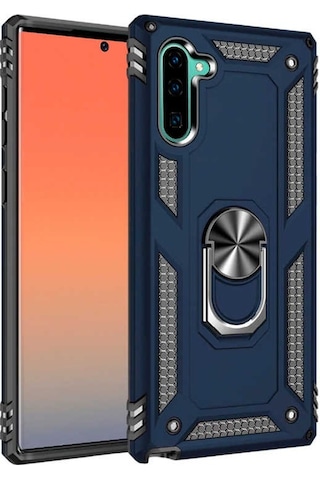 Samsung Galaxy Uyumlu Note 10 Kılıf Sert Silikon Yüzüklü Stand Özellikli Kapak