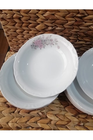 Porland Porselen Rüya 19 Cm Büyük 12 Adet Çukur Yemek Tabak
