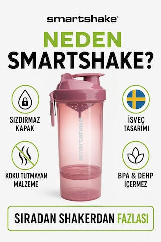Smartshake Original2go One Serisi 800 Ml Deep Rose Pembe Protein Shaker