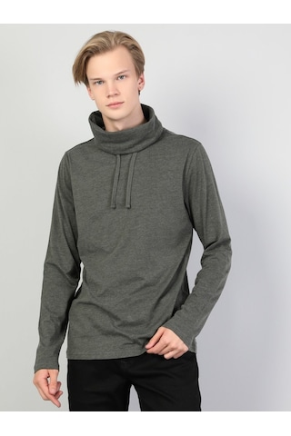 Colin's Regular Fit Yarim Balikci Erkek Haki Uzun Kol Tişört CL1036982_q1.v1_KML Haki