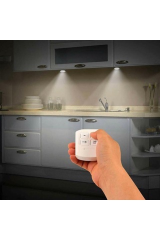 Uzaktan Kumandalı 3'lü Kendinden Yapışkanlı Led Spot Işığı 1 Paket