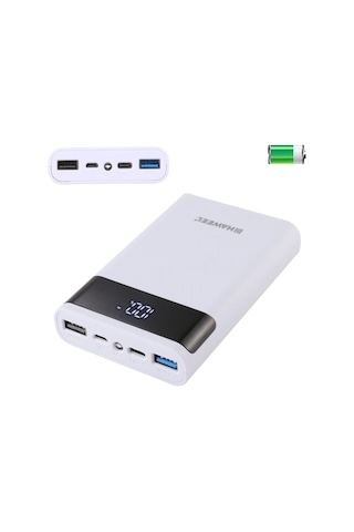 Symbee Haweel Hwl9600 Beyaz 4x18650 Pil Girişli Usb Çift Çıkışlı Lcd Ekranlı Dıy Powerbank Kutusu Piller Dahil Değil BEYAZ