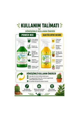 Sıvı Bitki Besini Ve Kaktüs Besini Dönüşümlü Bakım Seti 2x500 Ml 1 L