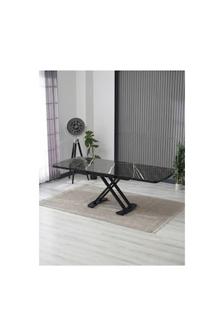 Venoxa Premium 80x120 / 80x180 Ölçülü Mdf Masa Tek Masadır Siyah Mermer Siyah Mermer