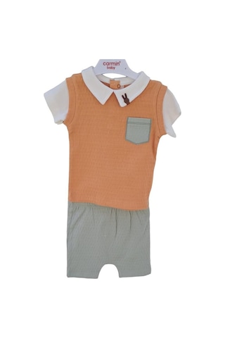 Erkek Bebek Pamuklu İkili Cep Detaylı Yazlık Takım-12577-mint Mint Yeşili