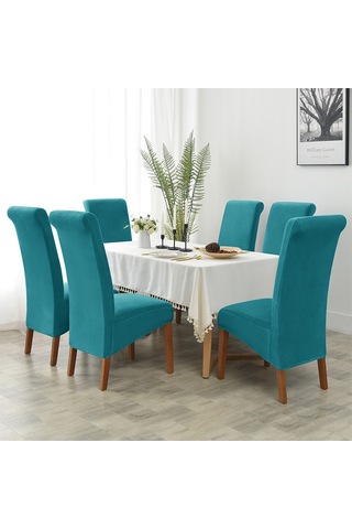 Youmex 2023 Yeni Stil Silver Fox Floklu Yüksek Omuzlu Sandalye Kılıfı, Avrupa-amerika Stili Düz Renk, Esnek, Ev Otel Restoran Uyumlu, Dayanıklı, Mükemmel Kullanım, Mavi, Tek Boyut Diğer